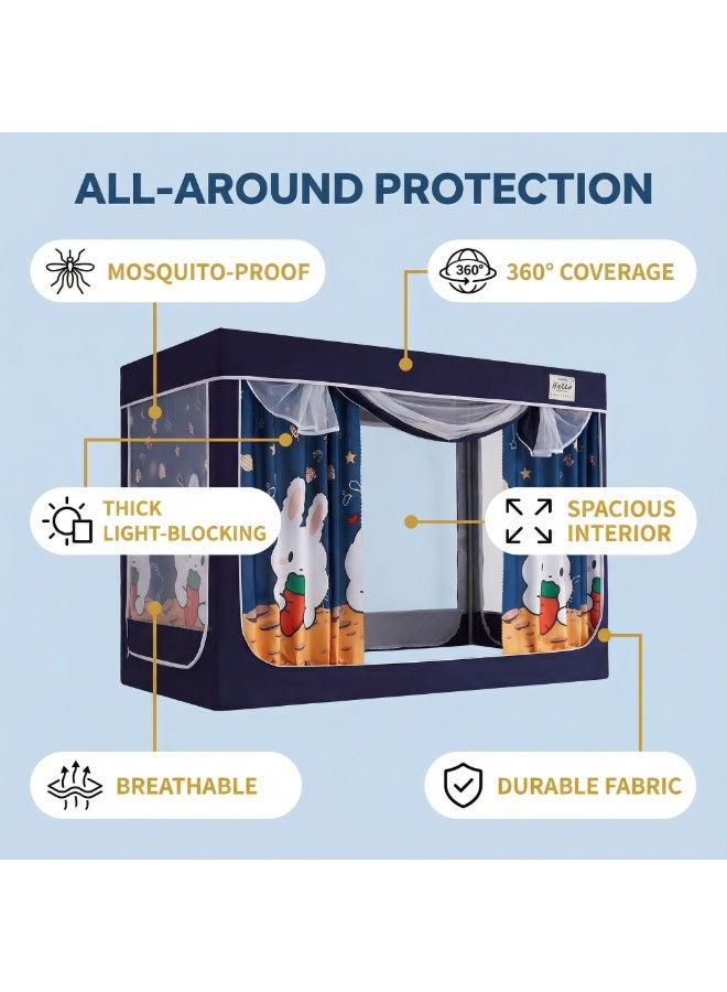 واي آند دي عتيم على المرسى العلوي Bunk Bed Curtains للنوم غرفة نوم مضاد للضوء زخرفة زميلة الغرفة الخصوصية غطاء المظلة الصورة الخلفية ديكور Backdrop تعتيم الستار 6 لوحات مع أعلى - Image 3